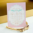 Elegant Shabby Chic Baptism Printable Invitation - Gold, Blush and Mint